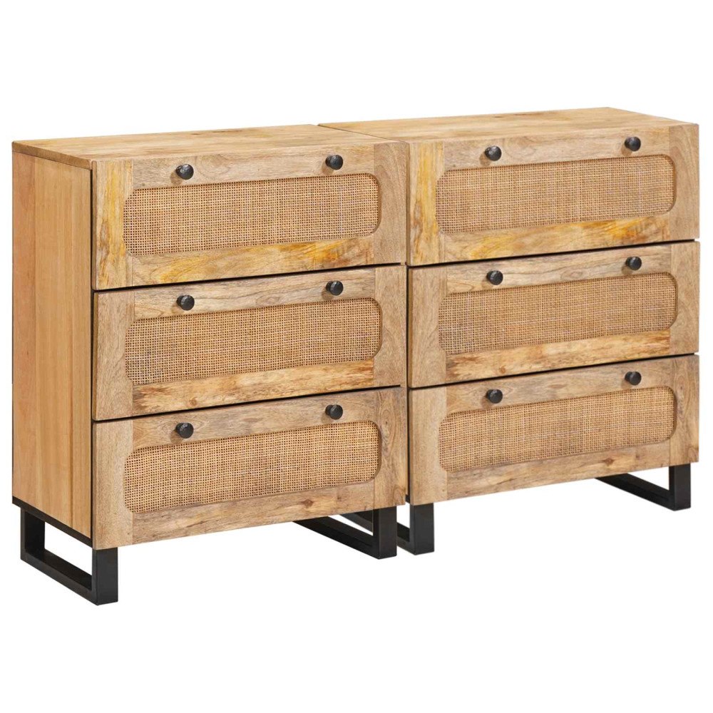 vidaXL Sideboard 2 pcs Brun 60 x 33 x 75 cm Massivt mangoträ