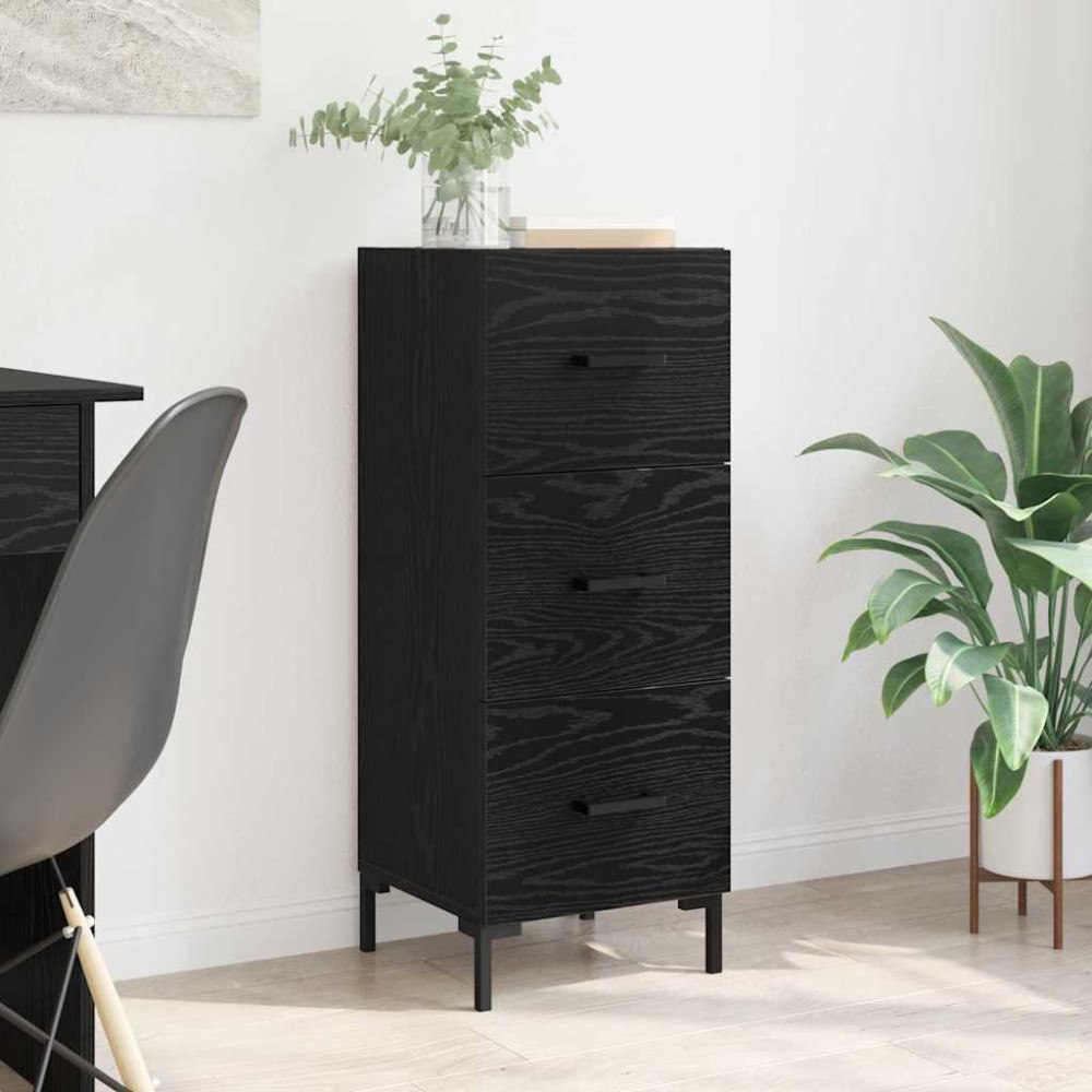 vidaXL Sideboard med låda Svart Ek 34,5 x 34 x 90 cm Konstruerat trä