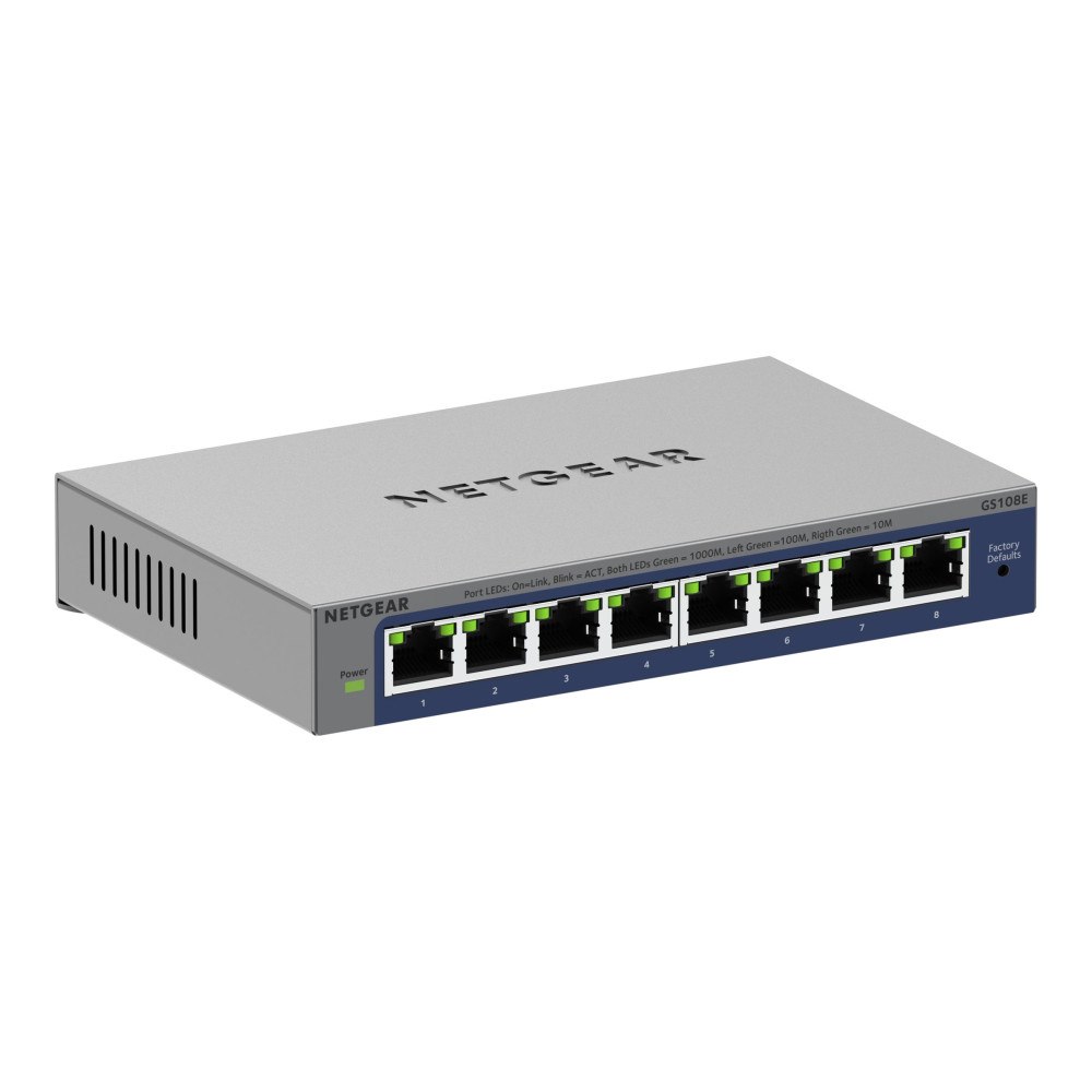Netgear NETGEAR Plus GS108Ev4 - switch - 8 portar - ohanterad