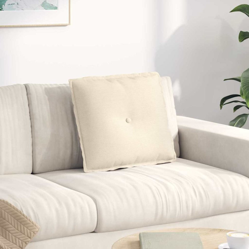 vidaXL Ryggkudde Kräm 50 x 45 cm Kordread tyg