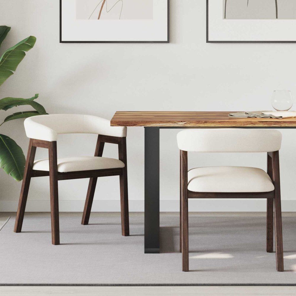 vidaXL Matstolar 2 pcs Ljusbrun 54 x 57 x 73 cm Massiv Gummiträ