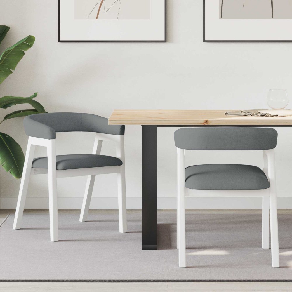 vidaXL Matstolar 2 pcs Vit 54 x 57 x 73 cm Massiv Gummiträ