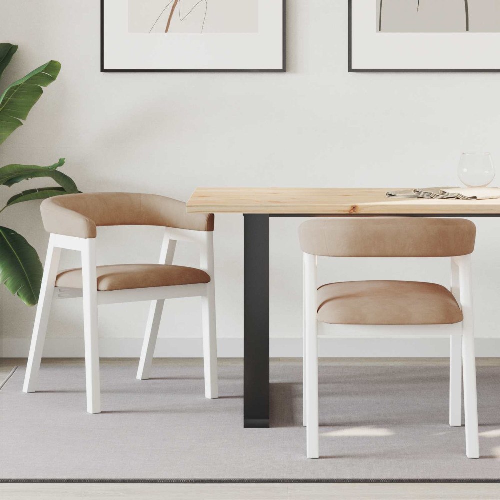 vidaXL Matstolar 2 pcs Vit 54 x 57 x 73 cm Massiv Gummiträ