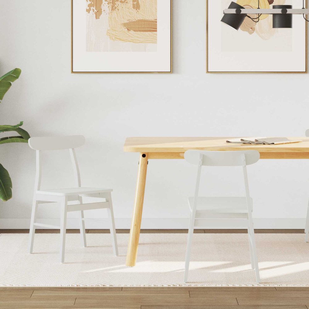 vidaXL Matstol 2 pcs Vit 43 x 44,5 x 77 cm Massiv Gummiträ