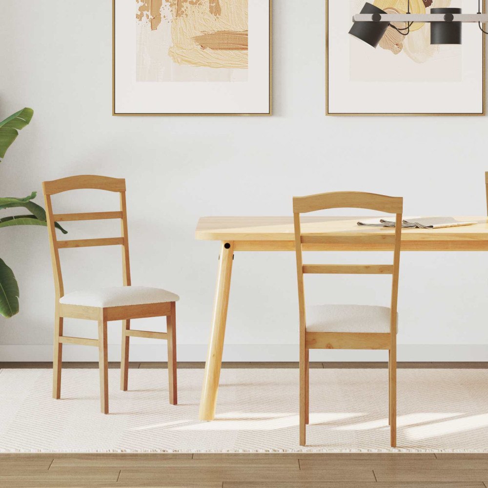 vidaXL Matstol 2 pcs Naturlig och ljus Massiv Gummiträ