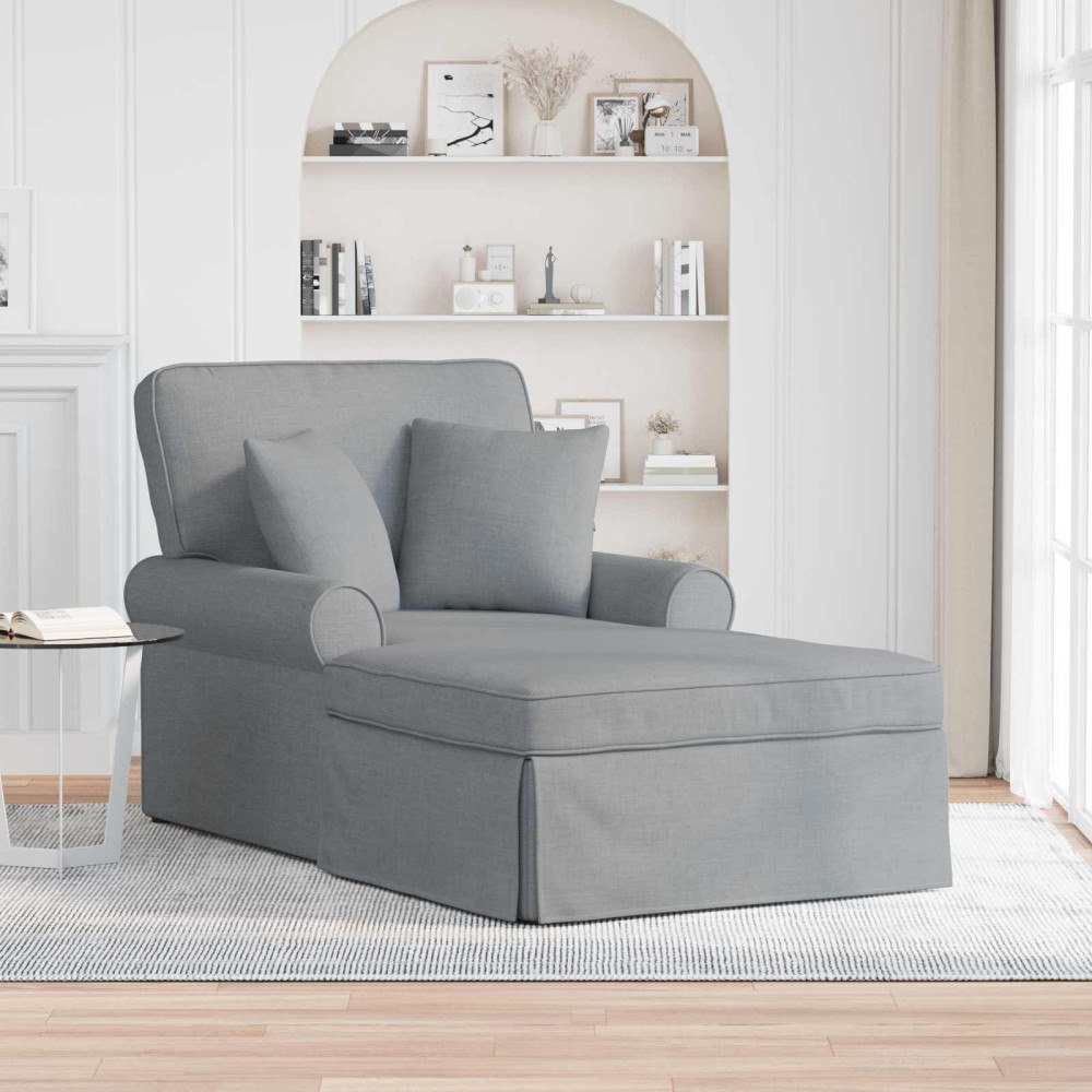vidaXL Chaise Lounge med Kjol med kudde Ljusgrå 91 x 157 x 91 cm tyg