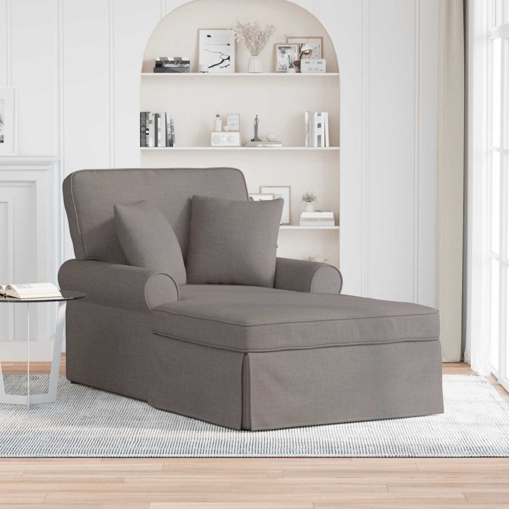 vidaXL Chaise Lounge med Kjol med kudde Taupe 91 x 157 x 91 cm tyg