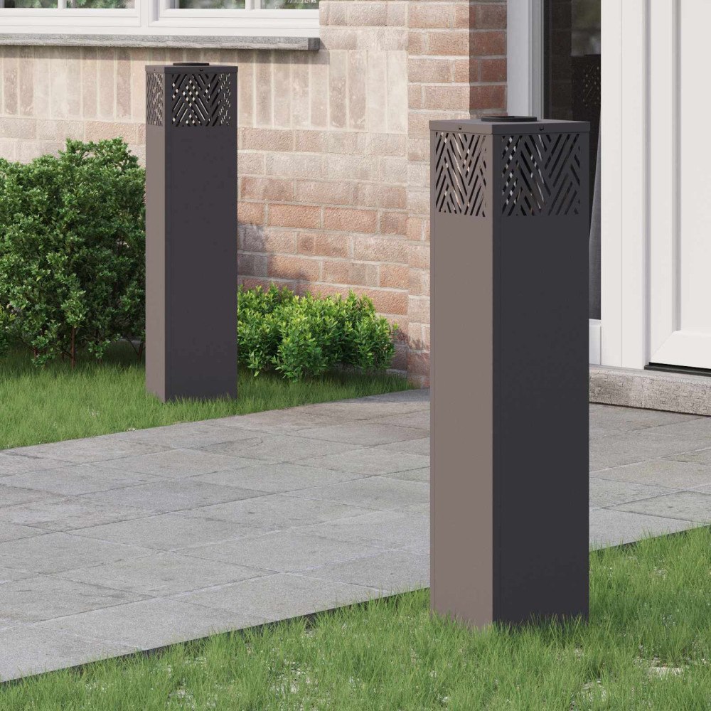 vidaXL Solar LED Stig Ljus Fiskbensmönster 2 pcs Svart Kallvalsat stål