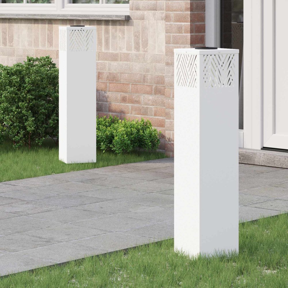 vidaXL Solar LED Stig Ljus Fiskbensmönster 2 pcs Vit Kallvalsat stål