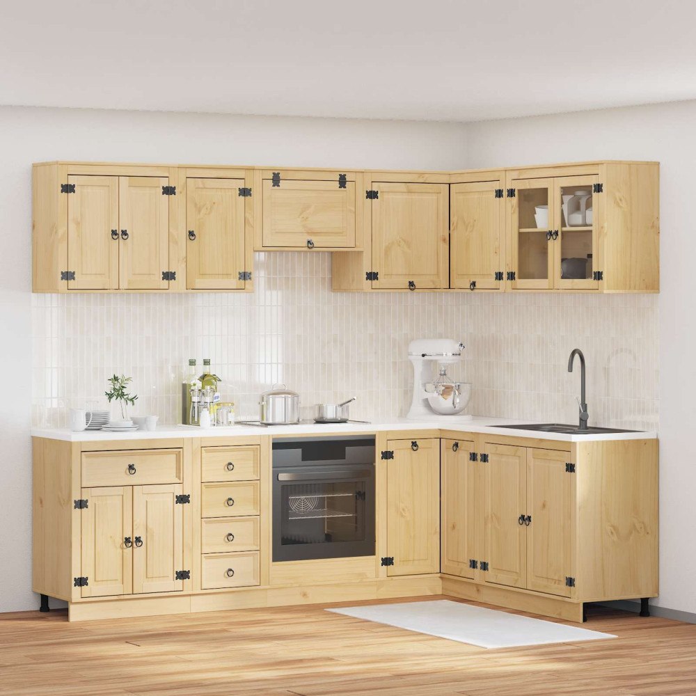 vidaXL Skåp med låda med hylla med lagring 10 pcs Honung Massiv furu