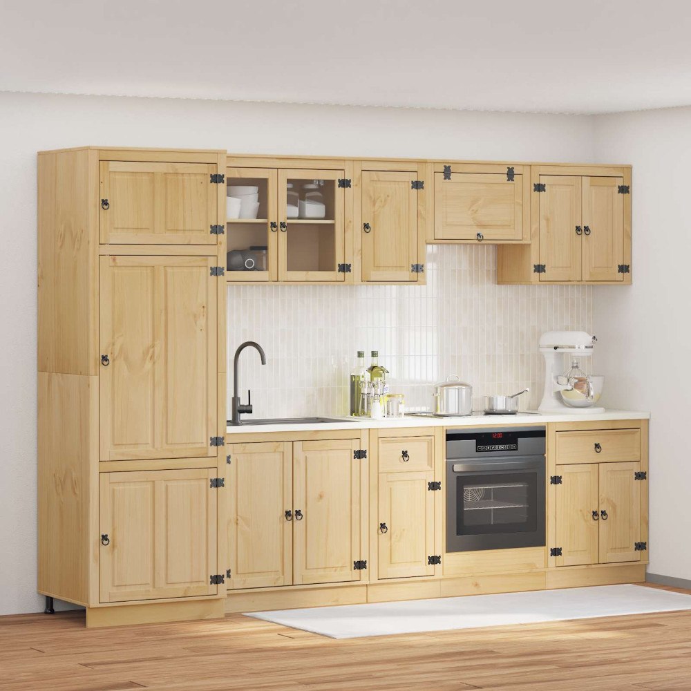 vidaXL Skåp med låda med hylla med lagring 9 pcs Honung Massiv furu