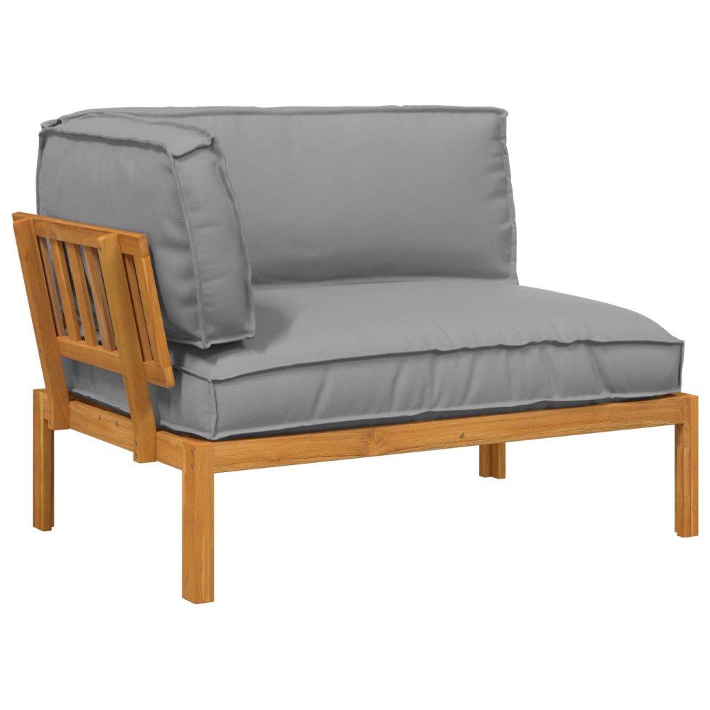 vidaXL Soffset med kudde Grå 133 x 92 x 69 cm Massivt Akaciaträ