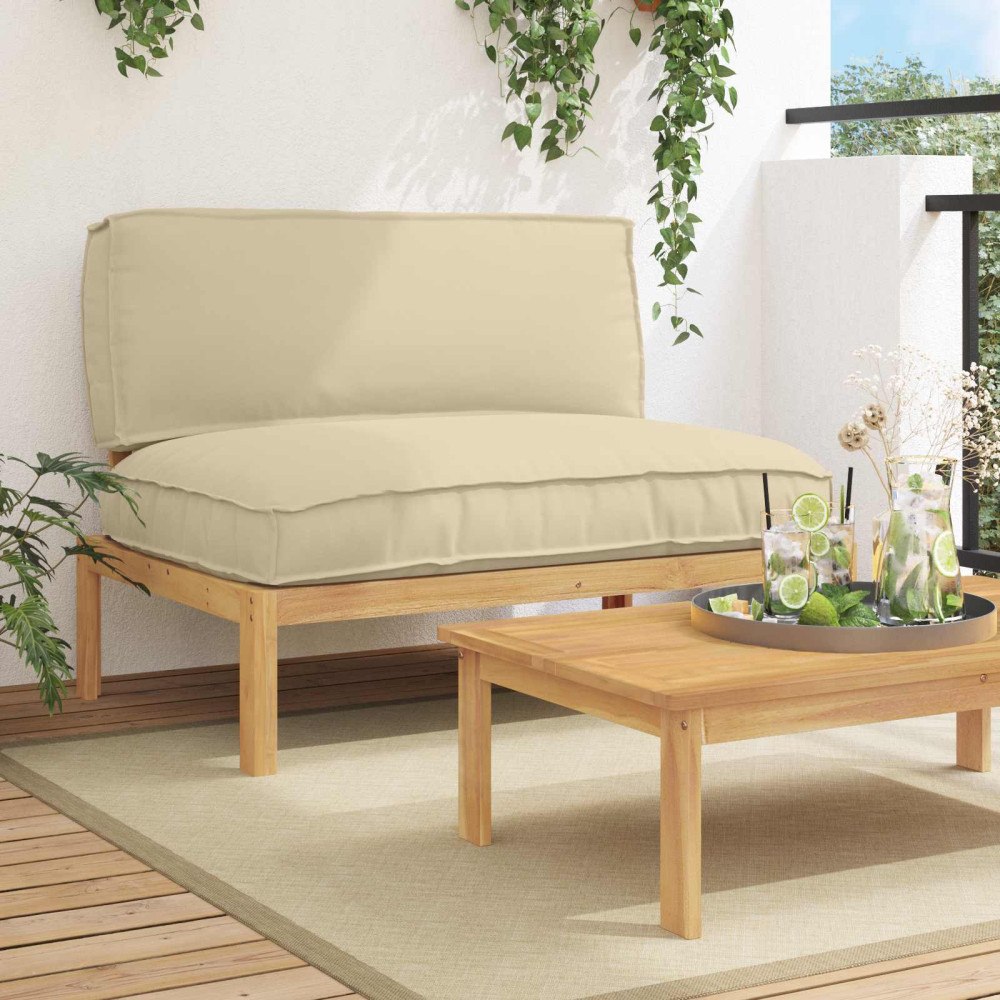 vidaXL Soffset med kudde Beige 120 x 92 x 69 cm Massivt Akaciaträ