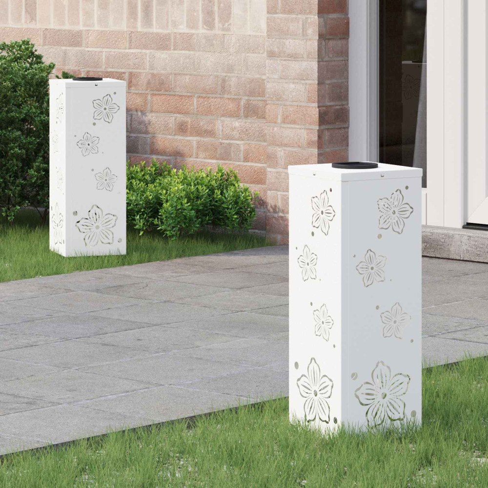 vidaXL Solar LED Stig Ljus 2 pcs Vit Kallvalsat stål