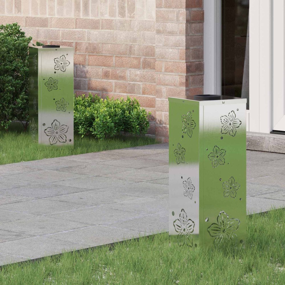 vidaXL Solar LED Stig Ljus 2 pcs Rostfritt stål Rostfritt stål