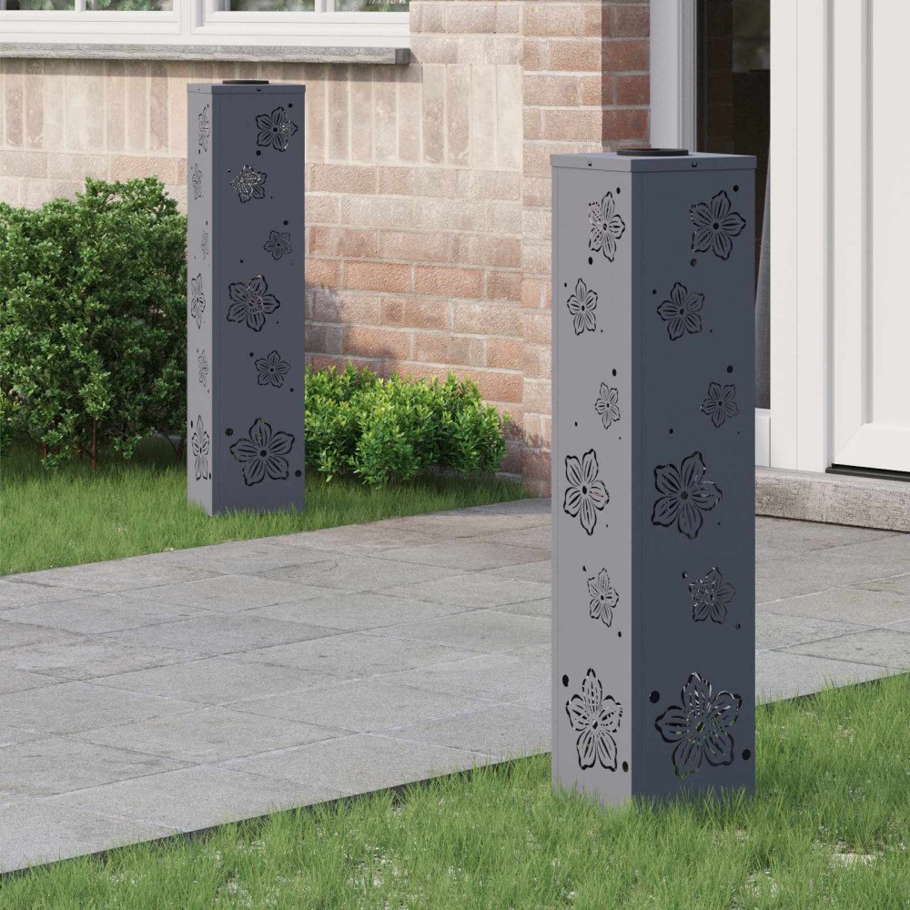 vidaXL Solar LED Stig Ljus 2 pcs Antracit Kallvalsat stål