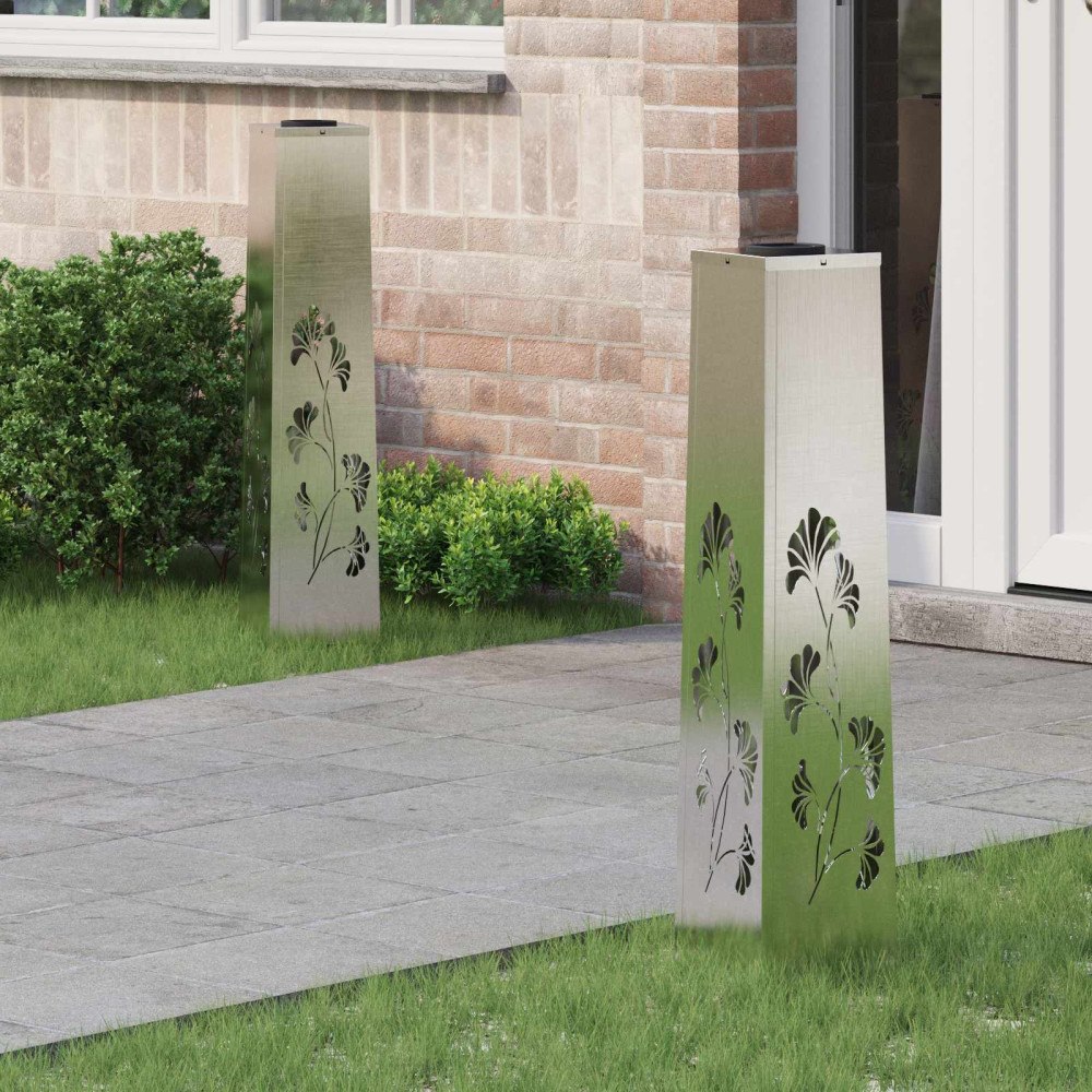 vidaXL Solar LED Stig Ljus 2 pcs Rostfritt stål Rostfritt stål