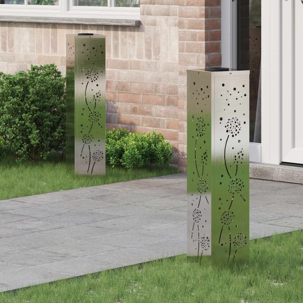 vidaXL Solar LED Stig Ljus 2 pcs Rostfritt stål Rostfritt stål