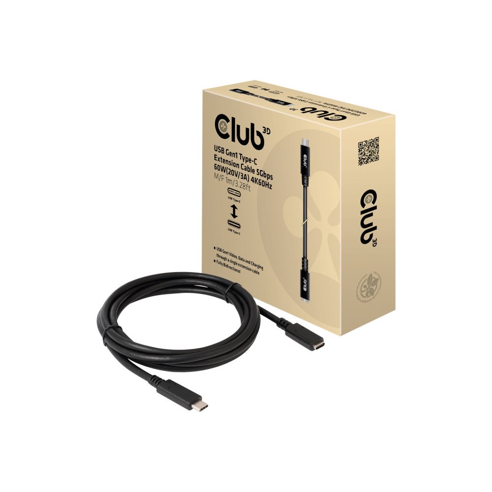 Club 3D Club 3D CAC-1531 - USB typ C-förlängningskabel - 24 pin USB-C till 24 pin USB-C - 1 m