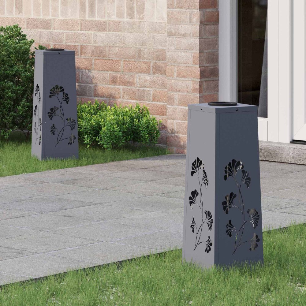 vidaXL Solar LED Stig Ljus 2 pcs Antracit Kallvalsat stål