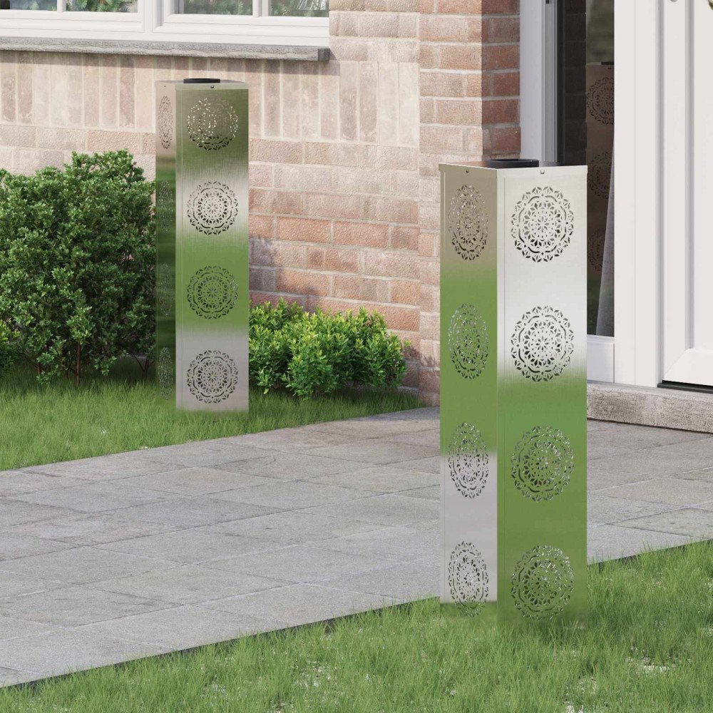 vidaXL Solar LED Stig Ljus 2 pcs Rostfritt stål Rostfritt stål