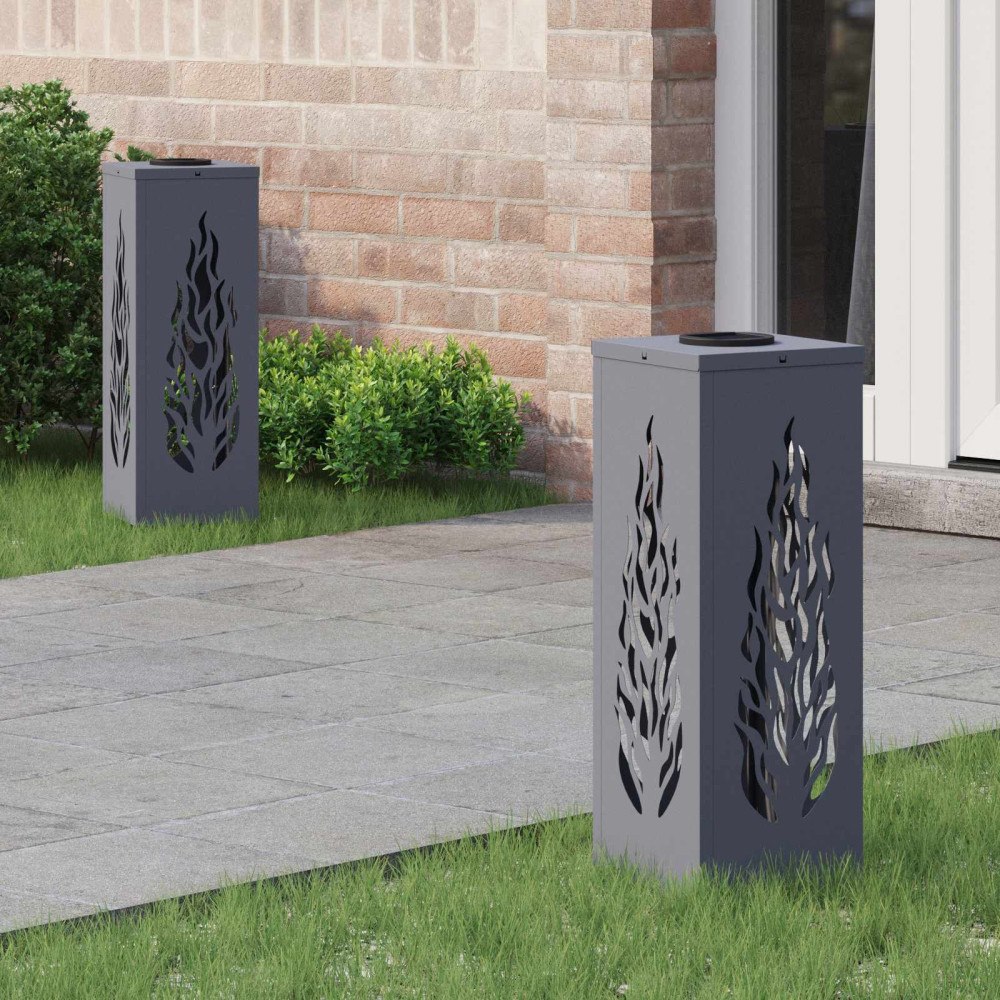 vidaXL Solar LED Stig Ljus 2 pcs Antracit Kallvalsat stål