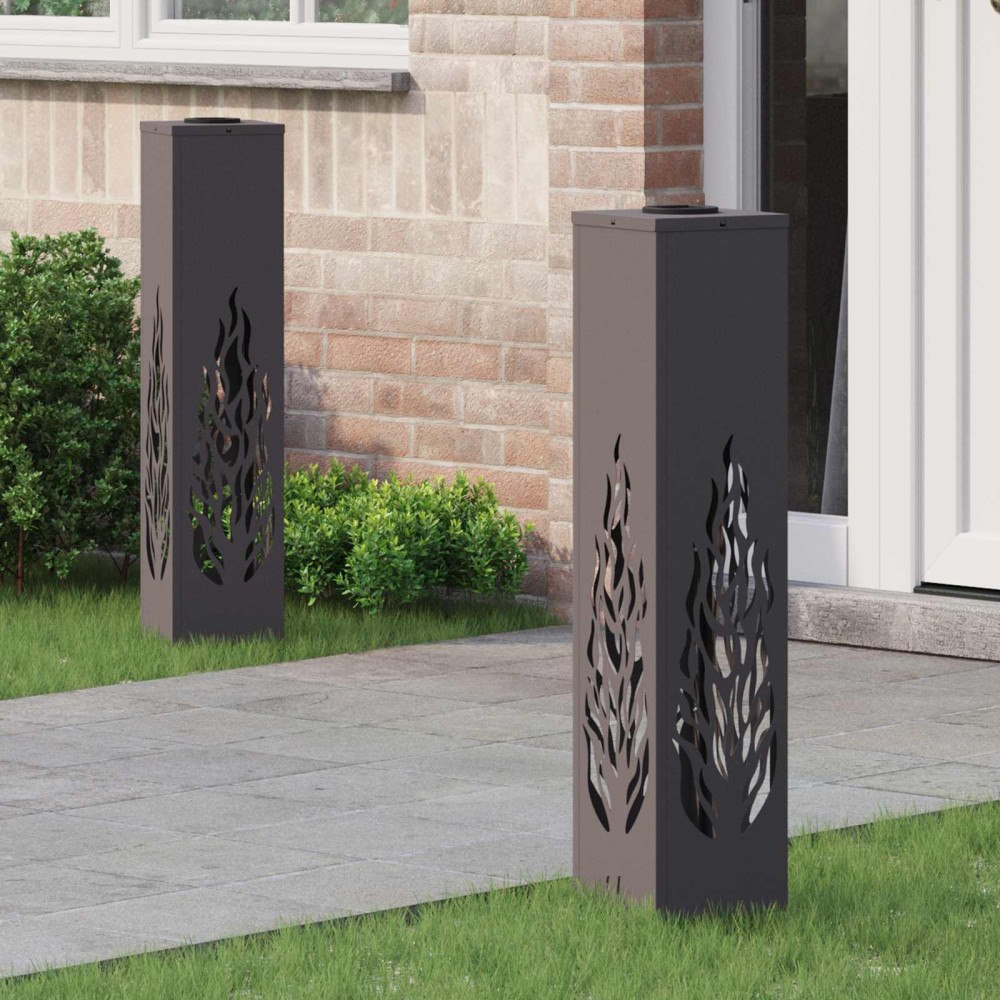 vidaXL Solar LED Stig Ljus 2 pcs Svart Kallvalsat stål