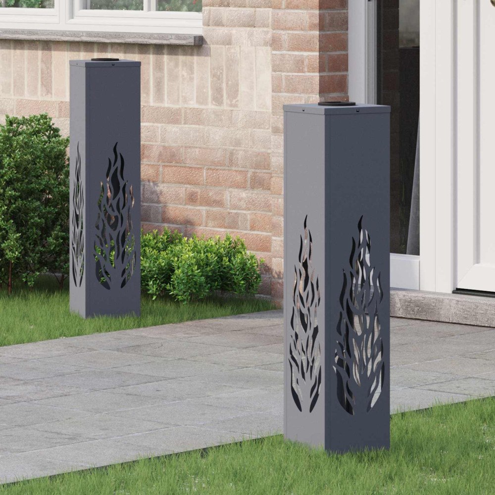 vidaXL Solar LED Stig Ljus 2 pcs Antracit Kallvalsat stål