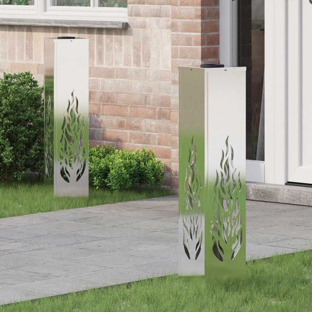 vidaXL Solar LED Stig Ljus 2 pcs Rostfritt stål Rostfritt stål