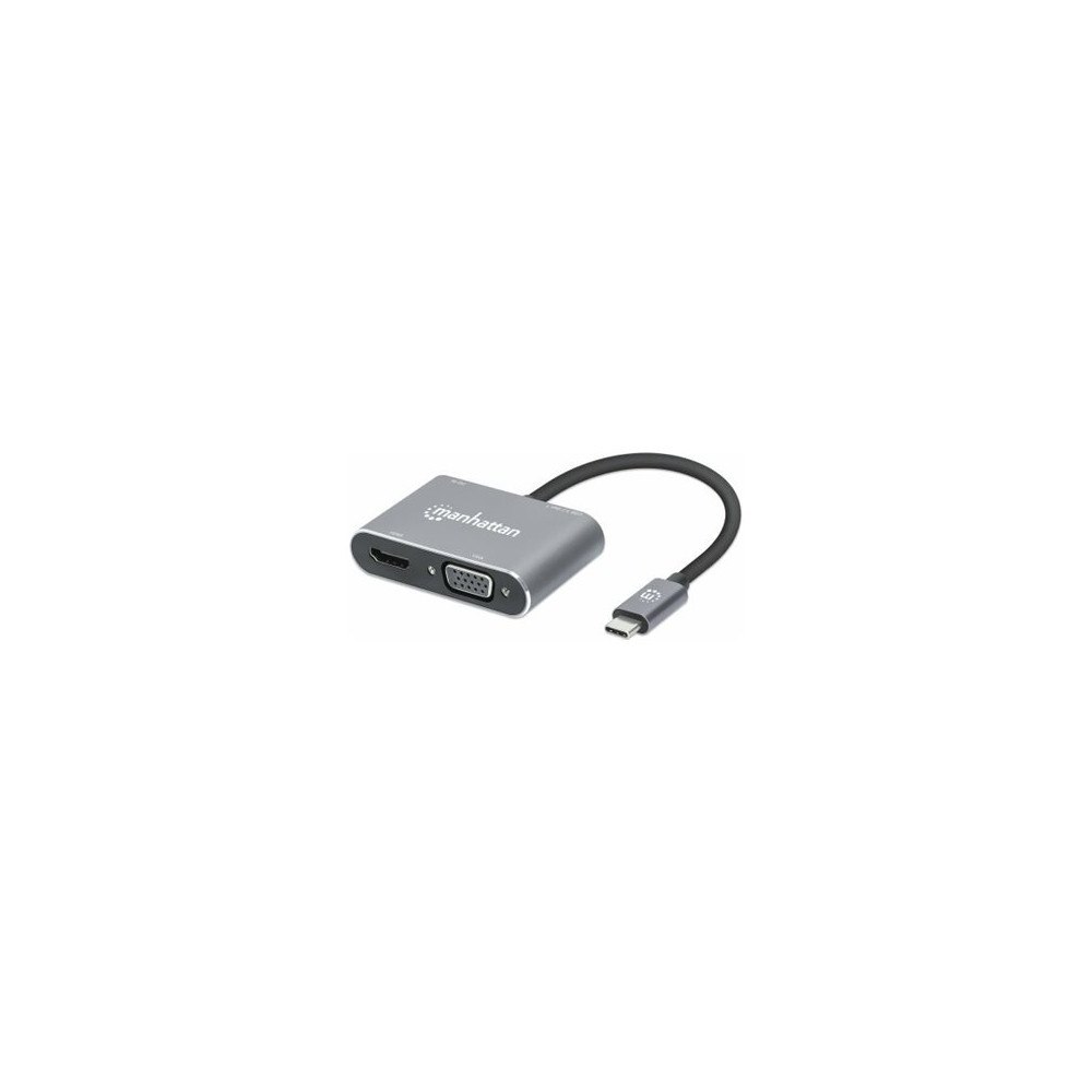 Manhattan Manhattan USB-C Dock/Hub, Ports (x4):  HDMI, USB-A, USB-C and VGA, With Power Delivery (87W) to USB-C Port (Note add USB...