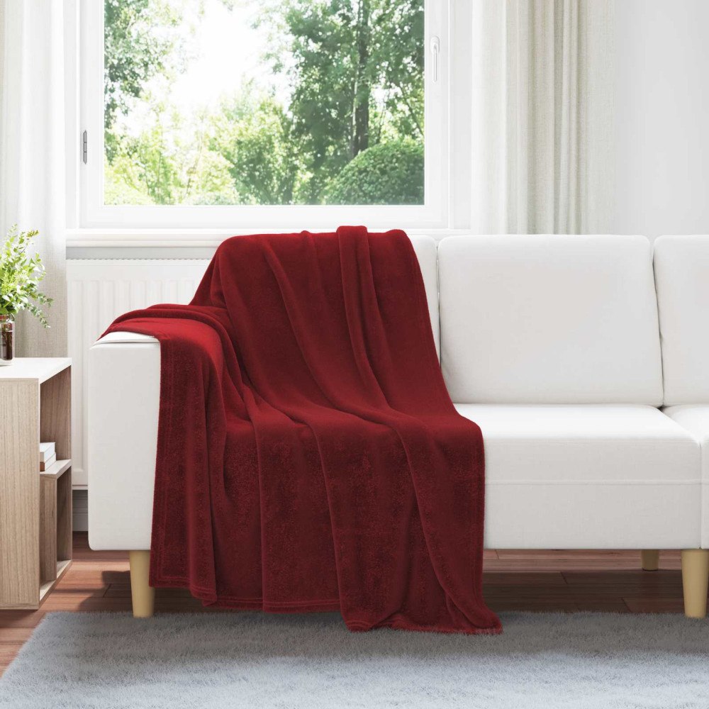 vidaXL Kastfilt Bordeaux Röd 130 x 150 cm Fleece