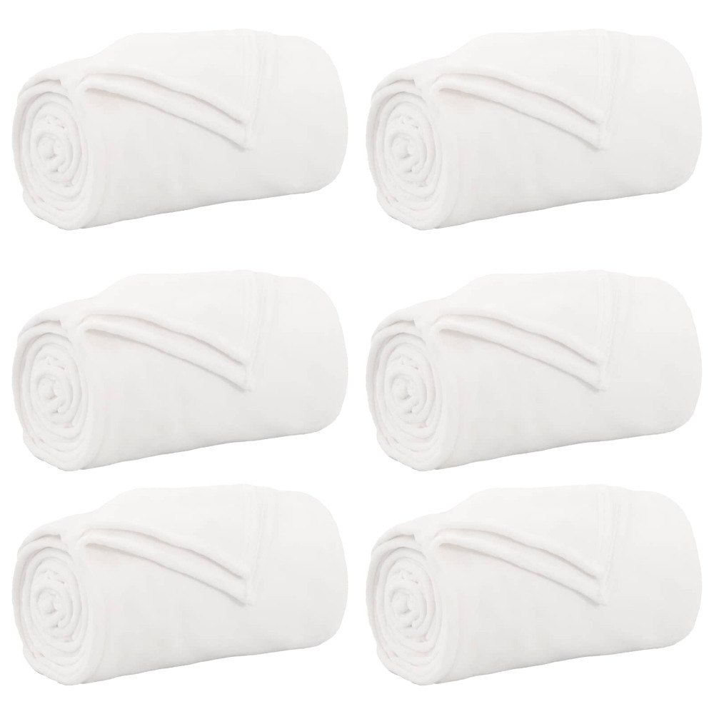vidaXL Filtar 6 pcs Vit 220 x 240 cm Fleece