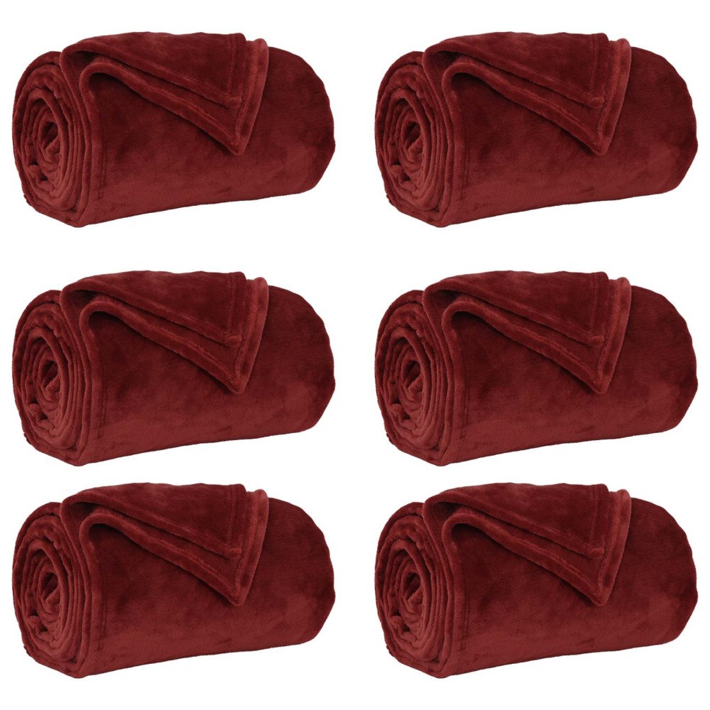 vidaXL Filtar 6 pcs Bordeaux Röd 130 x 150 cm Fleece