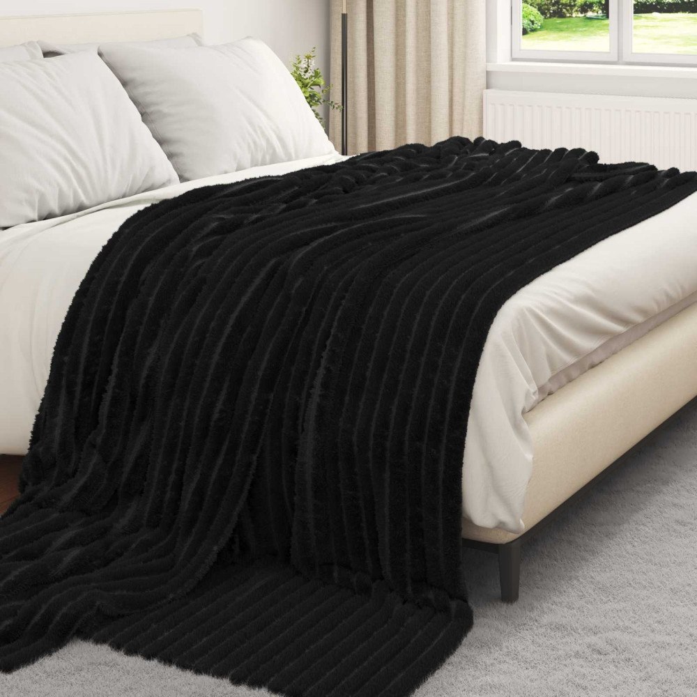 vidaXL Kastfilt Svart 240 x 220 cm Fleece