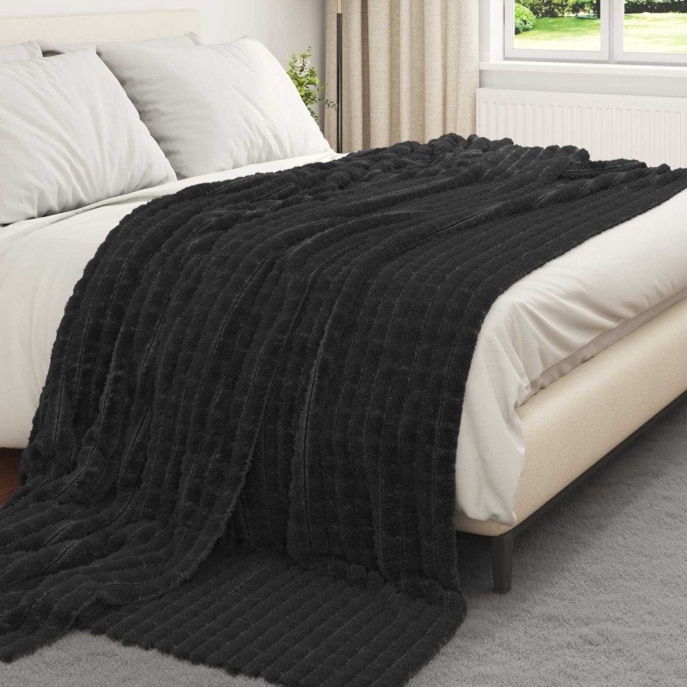 vidaXL Kastfilt Svart 270 x 240 cm Fleece