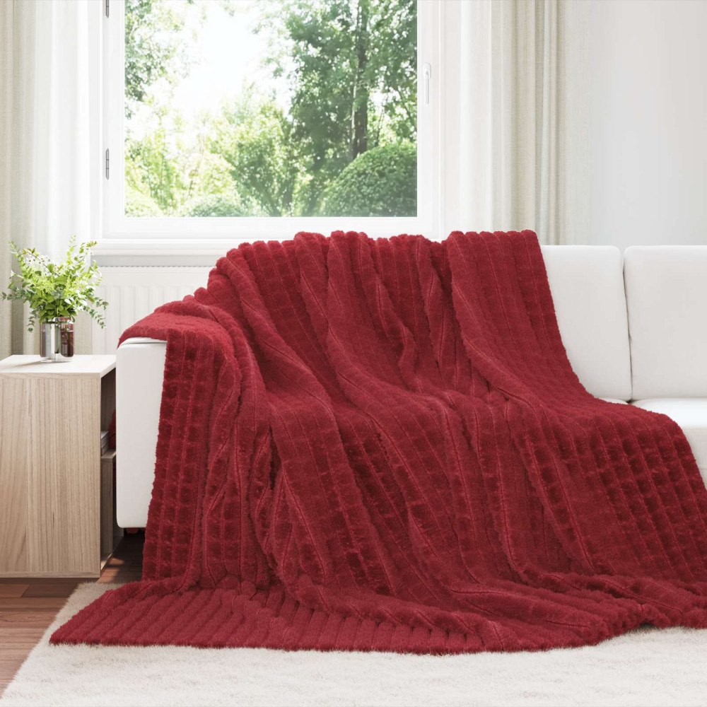 vidaXL Filtar 6 pcs Bordeaux Röd 240 x 220 cm Fleece