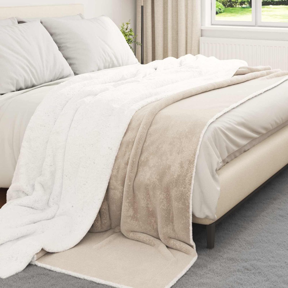 vidaXL Kastfilt Beige 240 x 270 cm Fleece
