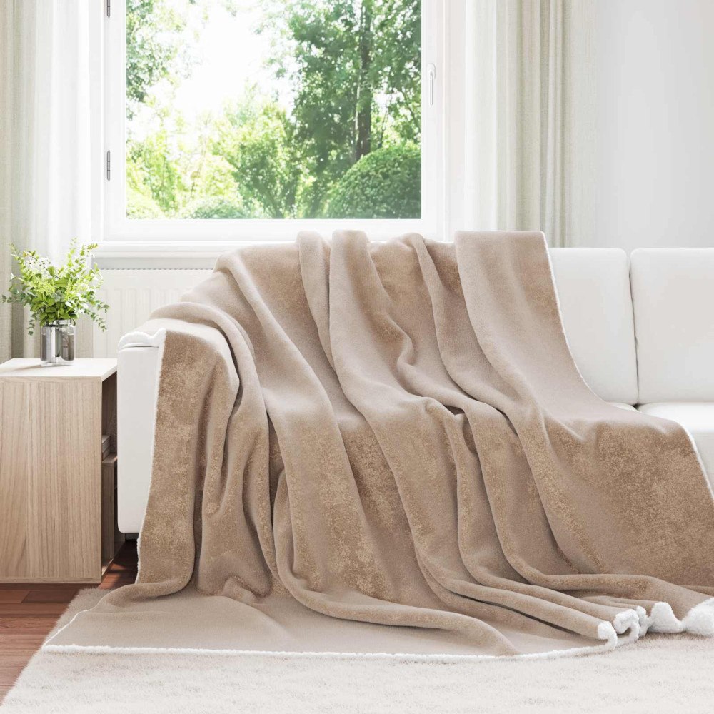 vidaXL Kastfilt Kamel 240 x 270 cm Fleece