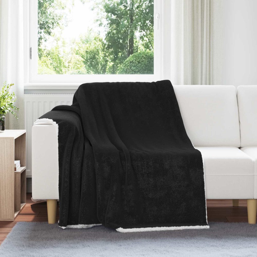 vidaXL Kastfilt Svart 150 x 200 cm Fleece