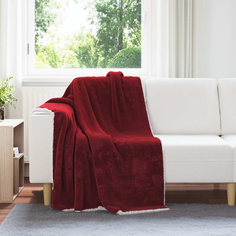 vidaXL Kastfilt Bordeaux Röd 130 x 150 cm Fleece
