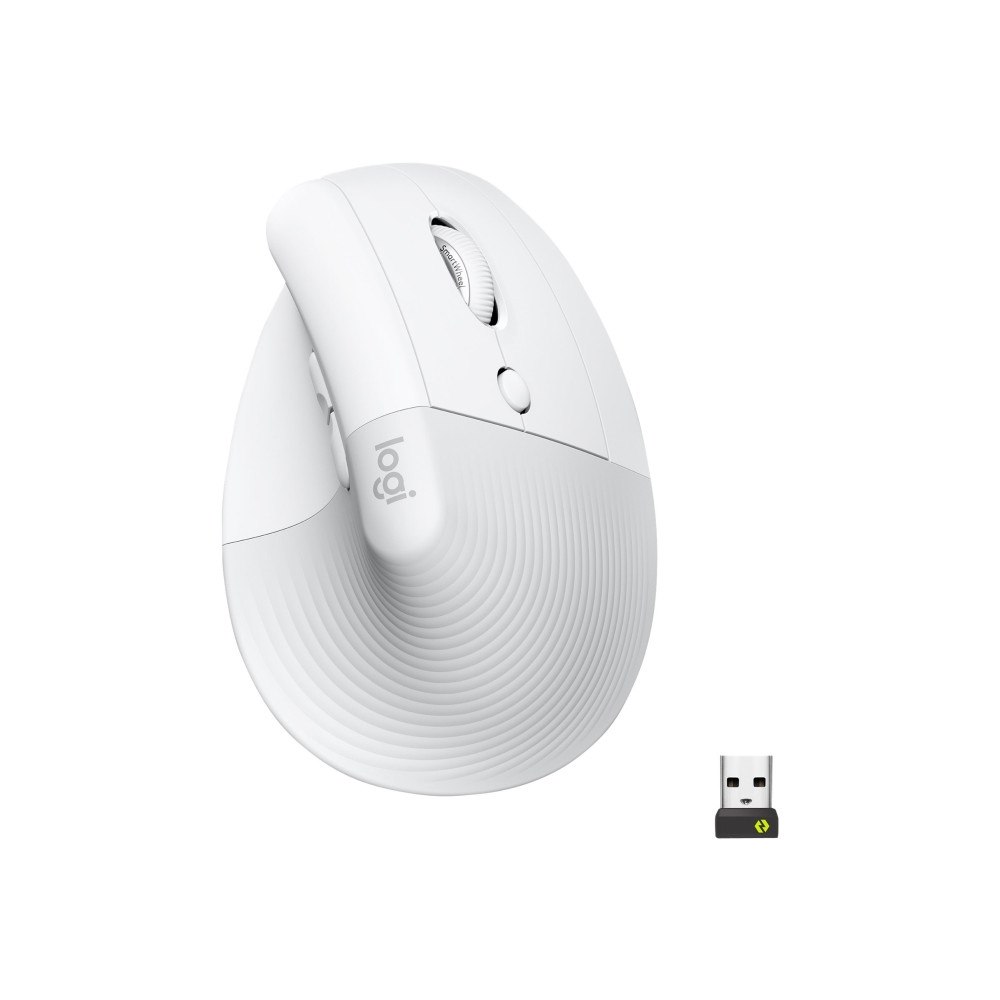 Logitech Logitech Lift Vertical Ergonomic Mouse - vertikal mus - Bluetooth, 2.4 GHz - offwhite