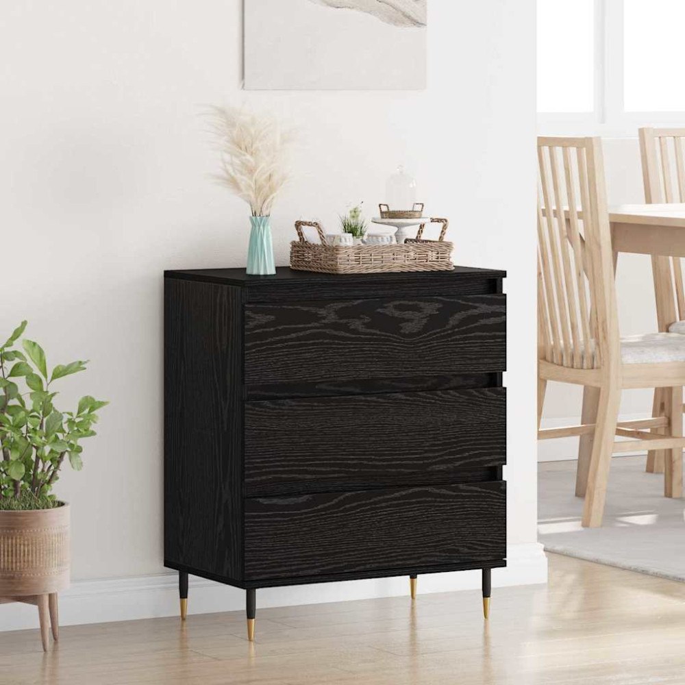 vidaXL Sideboard med låda Svart Ek 60 x 35 x 70 cm Konstruerat trä