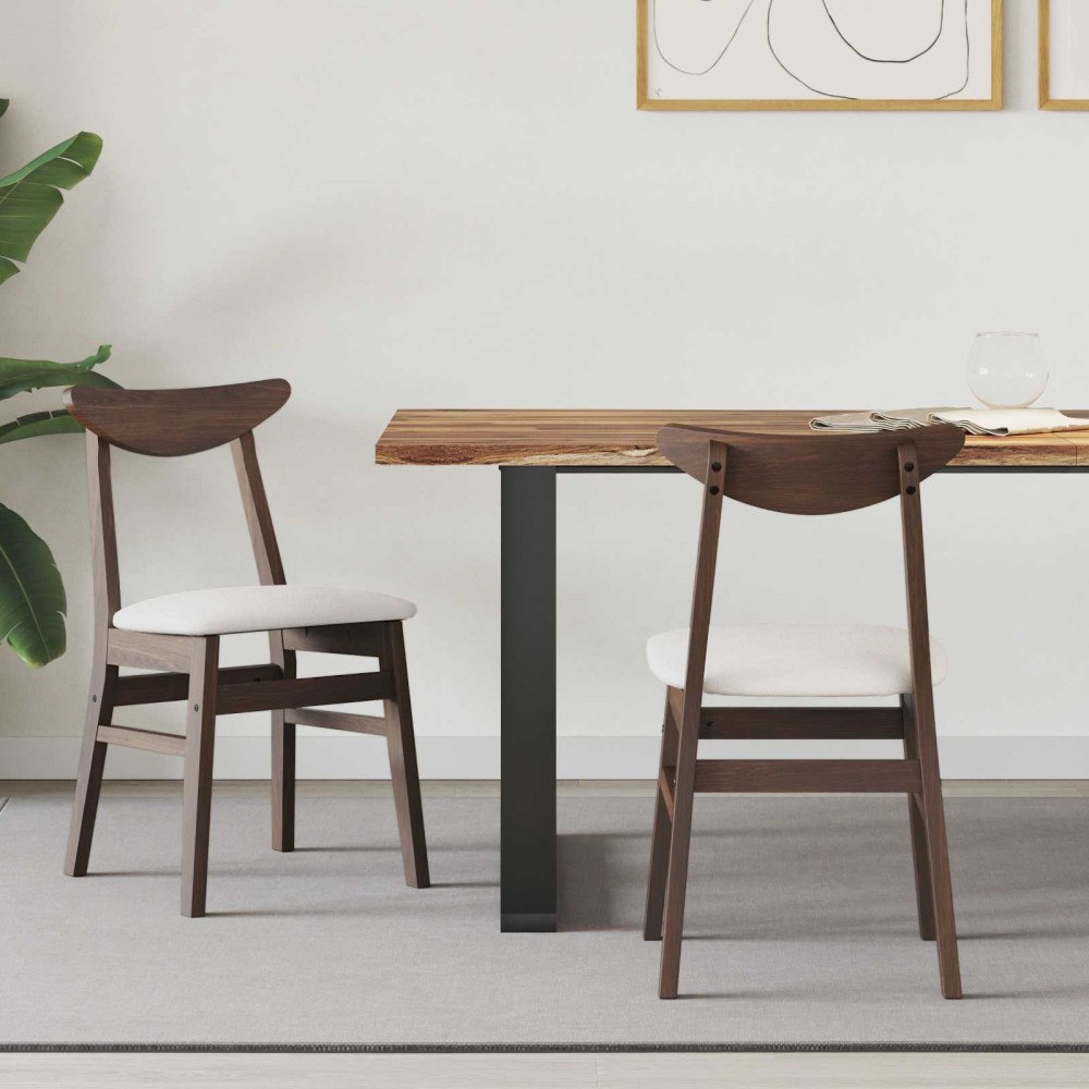 vidaXL Matstolar 2 pcs Ljusbrun 42 x 47,5 x 81 cm Massiv Gummiträ