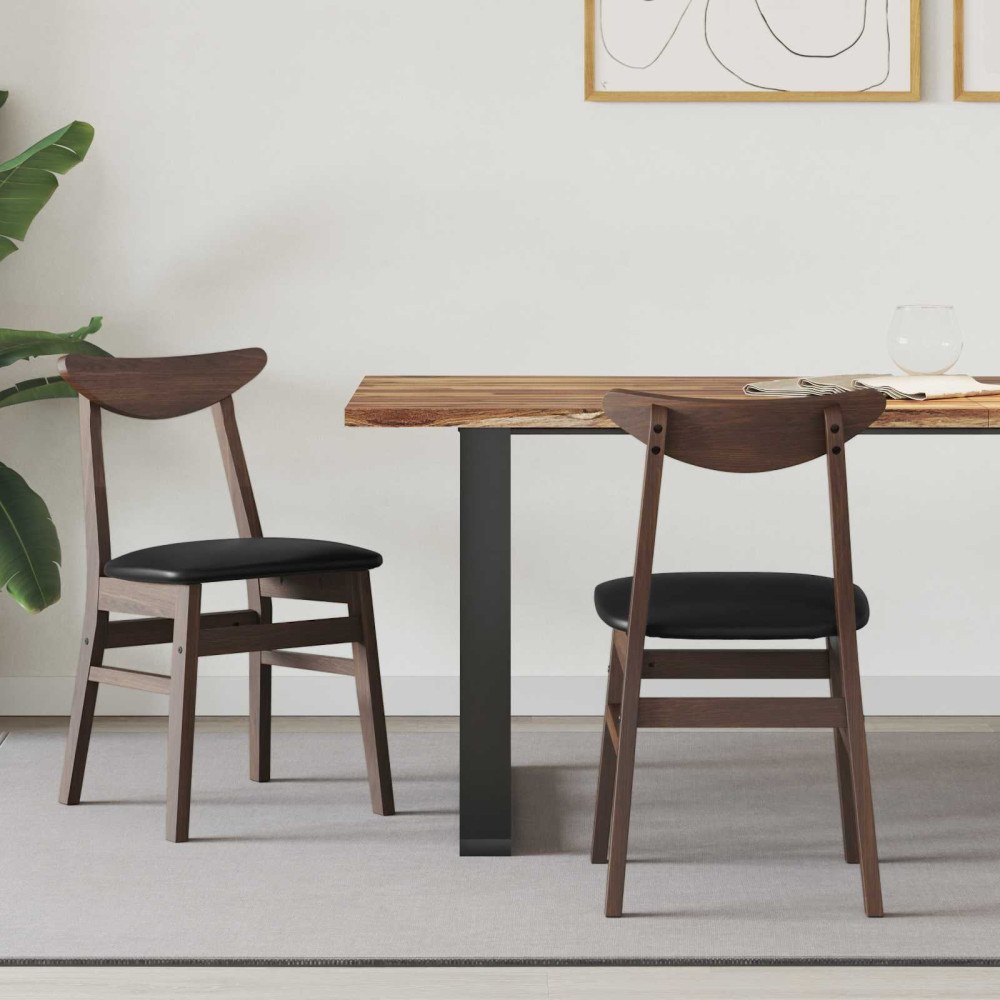 vidaXL Matstolar 2 pcs Ljusbrun 42 x 47,5 x 81 cm Massiv Gummiträ