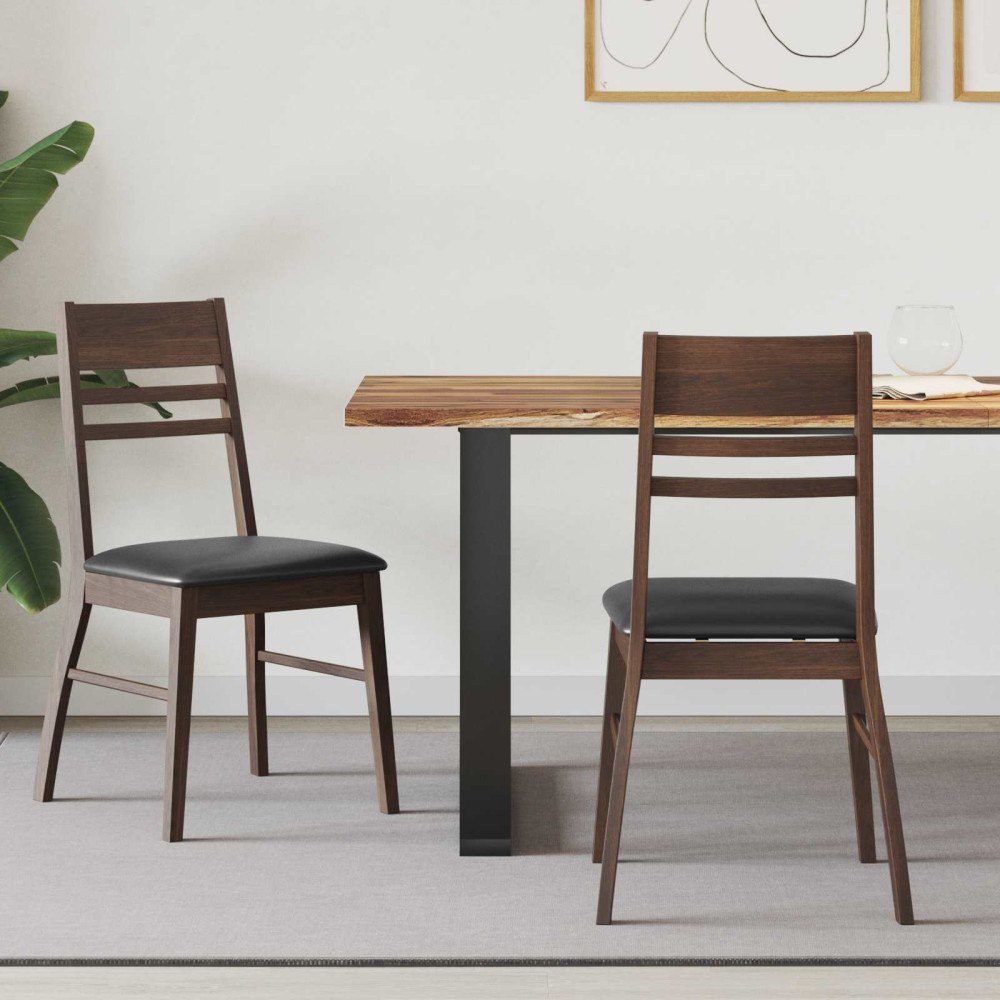 vidaXL Matstolar 2 pcs Ljusbrun 43 x 54 x 89 cm Massiv Gummiträ