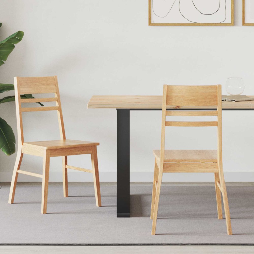 vidaXL Matstolar 2 pcs Naturfärg 43 x 54 x 89 cm Massiv Gummiträ