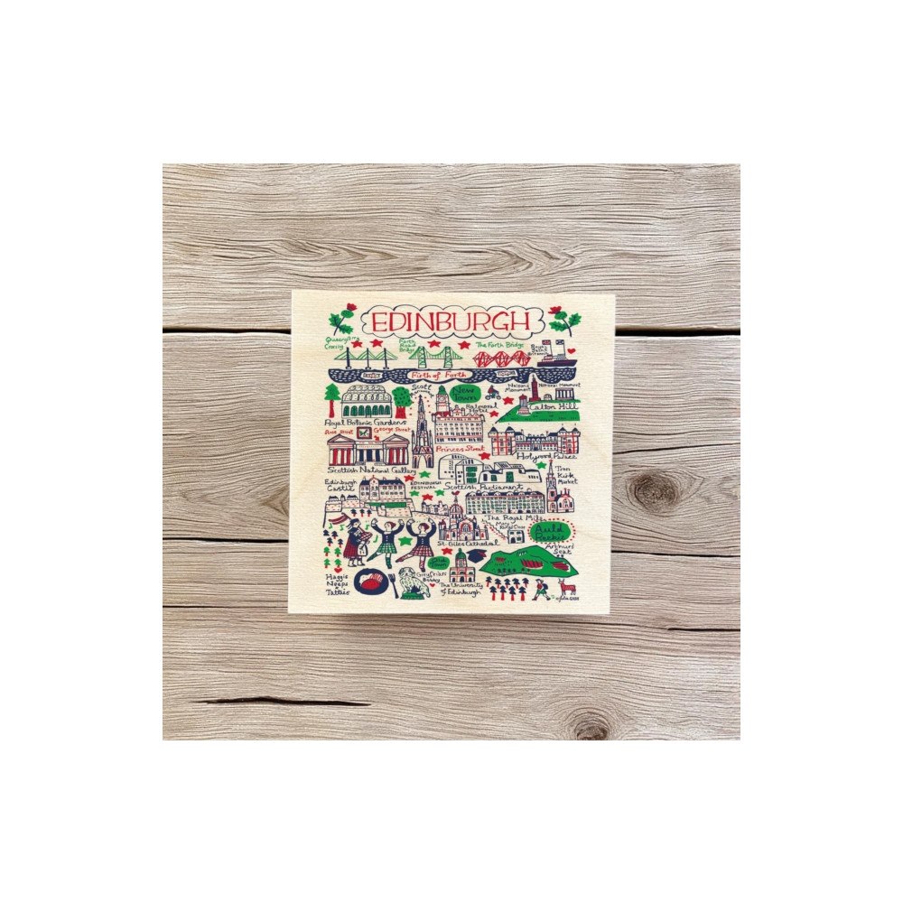 The Sugar Shed Julia Gash Wooden Coaster - Edinburgh