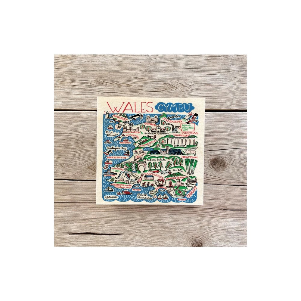 The Sugar Shed Julia Gash Wooden Coaster - Wales