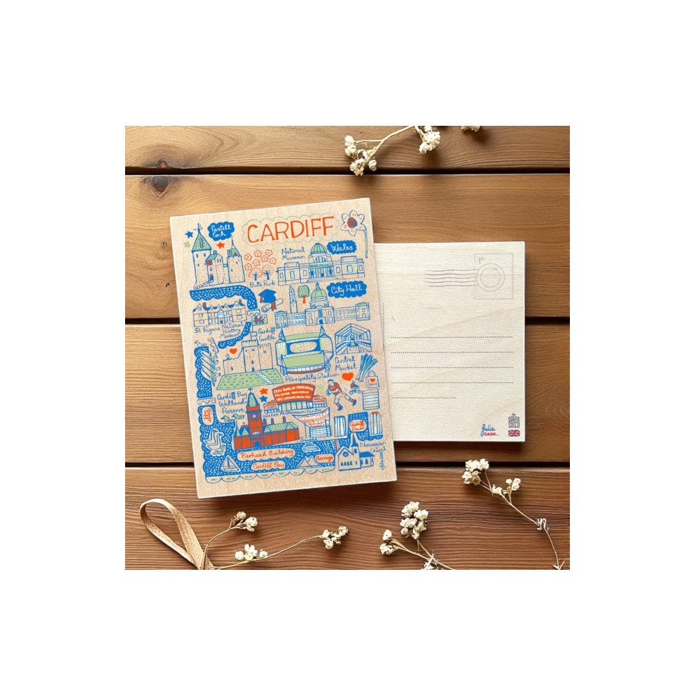The Sugar Shed Julia Gash Wooden Postcard - Cardiff