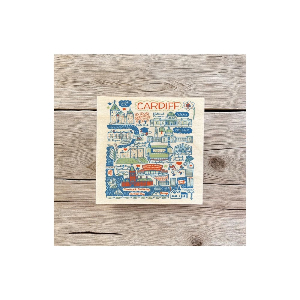 The Sugar Shed Julia Gash Wooden Coaster - Cardiff